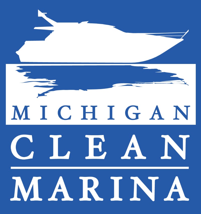 Michigan Clean Marina badge with white boat
