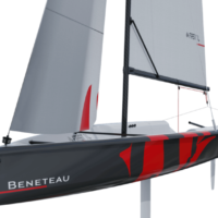3D Illustration of Beneteau First 14 sailboat