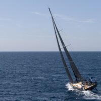 Beneteau First Yacht 53 tilting in the wind out in open seas