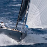 Beneteau First Yacht 53 hull view hitting waves