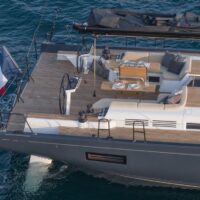 Beneteau First Yacht 53 birds eye view of deck and helm