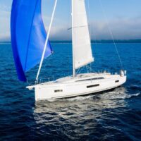 Beneteau Oceanis 40.1 with blue sail in open water