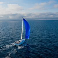 Beneteau Oceanis 40.1 with blue sail in open water