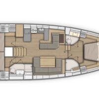 Beneteau Oceanis 51.1 blueprint illustration of interior option 3