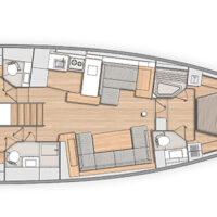 Beneteau Oceanis Yacht 54 blueprint illustration of interior