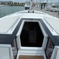 Beneteau Oceanis Yacht 62 view into the interior from the deck