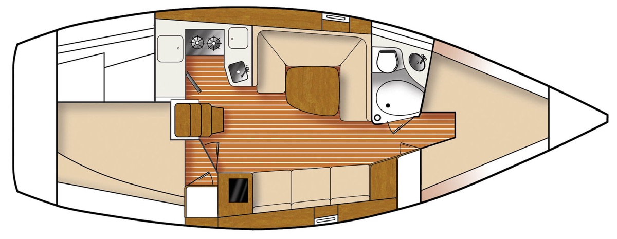 Catalina Yachts 315 blueprint illustration of interior