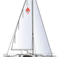 Technical illustration of a Catalina Yachts 315 with mast