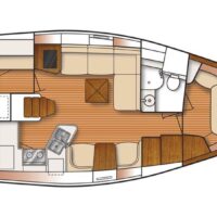 Catalina Yachts 385 blueprint drawing of interior layout