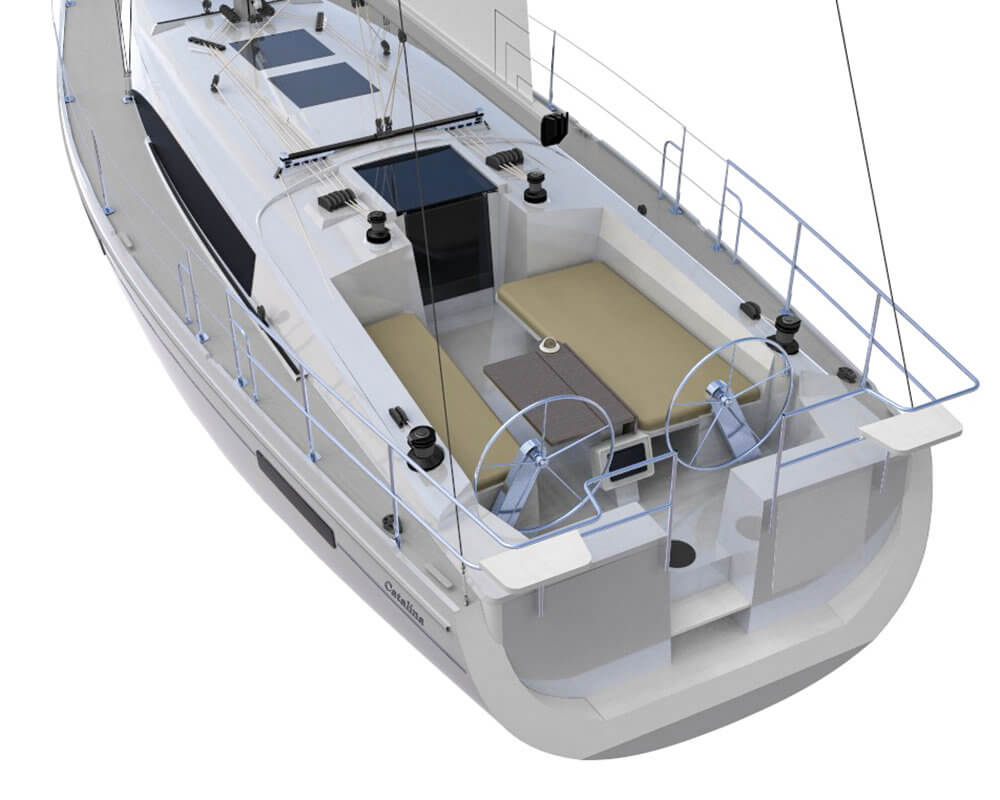 3D rendering of a Catalina Yachts 425's deck