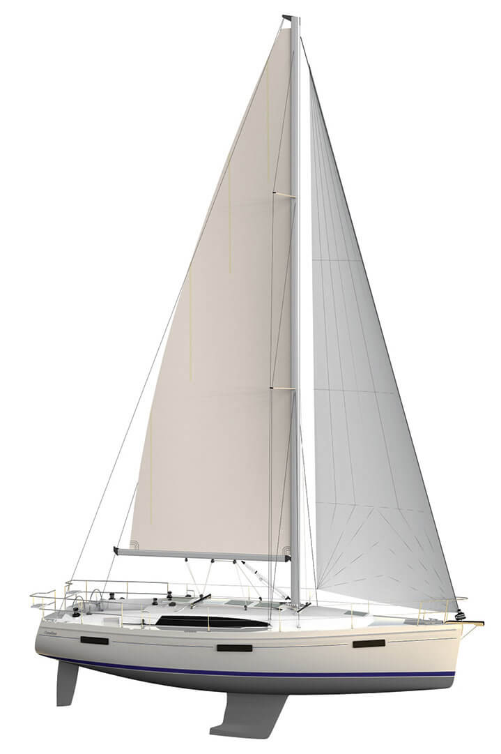 technical illustration side view of a Catalina Yachts 425