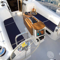 Catalina Yachts 445 deck table and seating area
