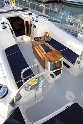 Catalina Yachts 445 deck table and seating area