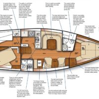 Catalina Yachts 445 blueprint drawing of interior layout