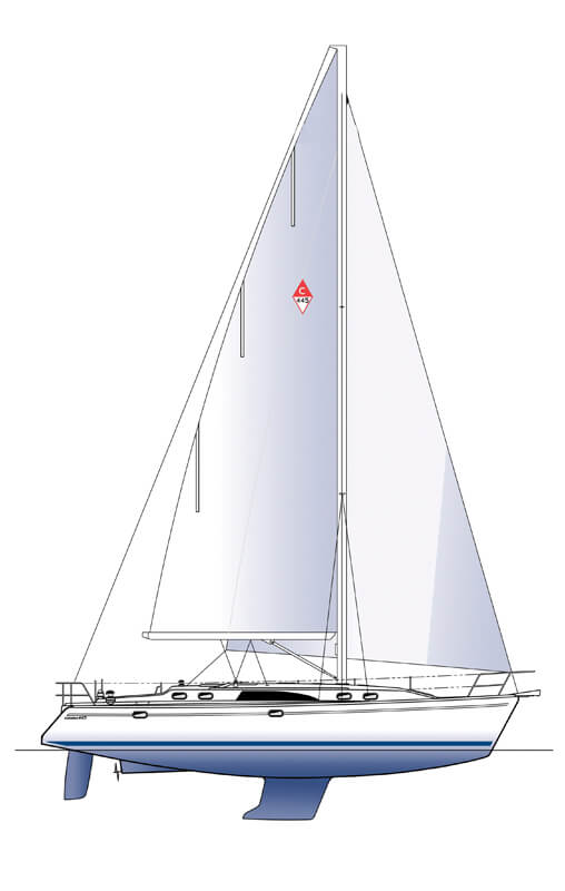 technical drawing of a Catalina Yachts 445 side view