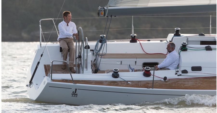 two men sailing a J Boats J/122e