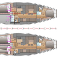 J Boats J/45 blueprint illustration of interior layout options