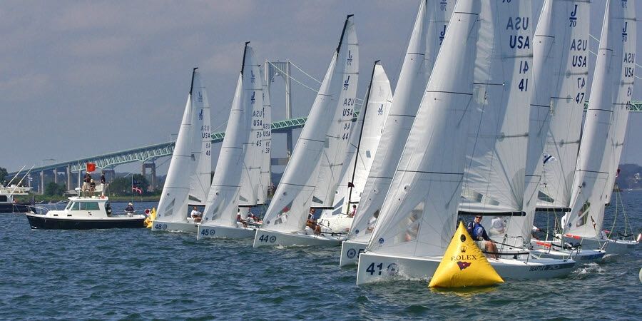line of J Boats J/70 during sailboat race