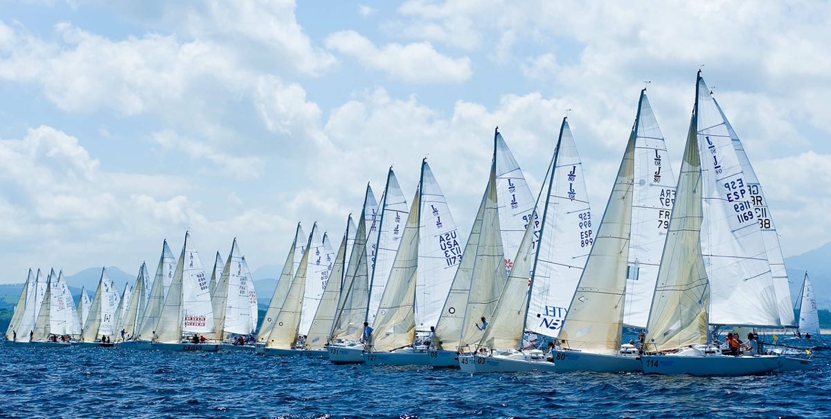 fleet of J Boats J/80 during sailboat race