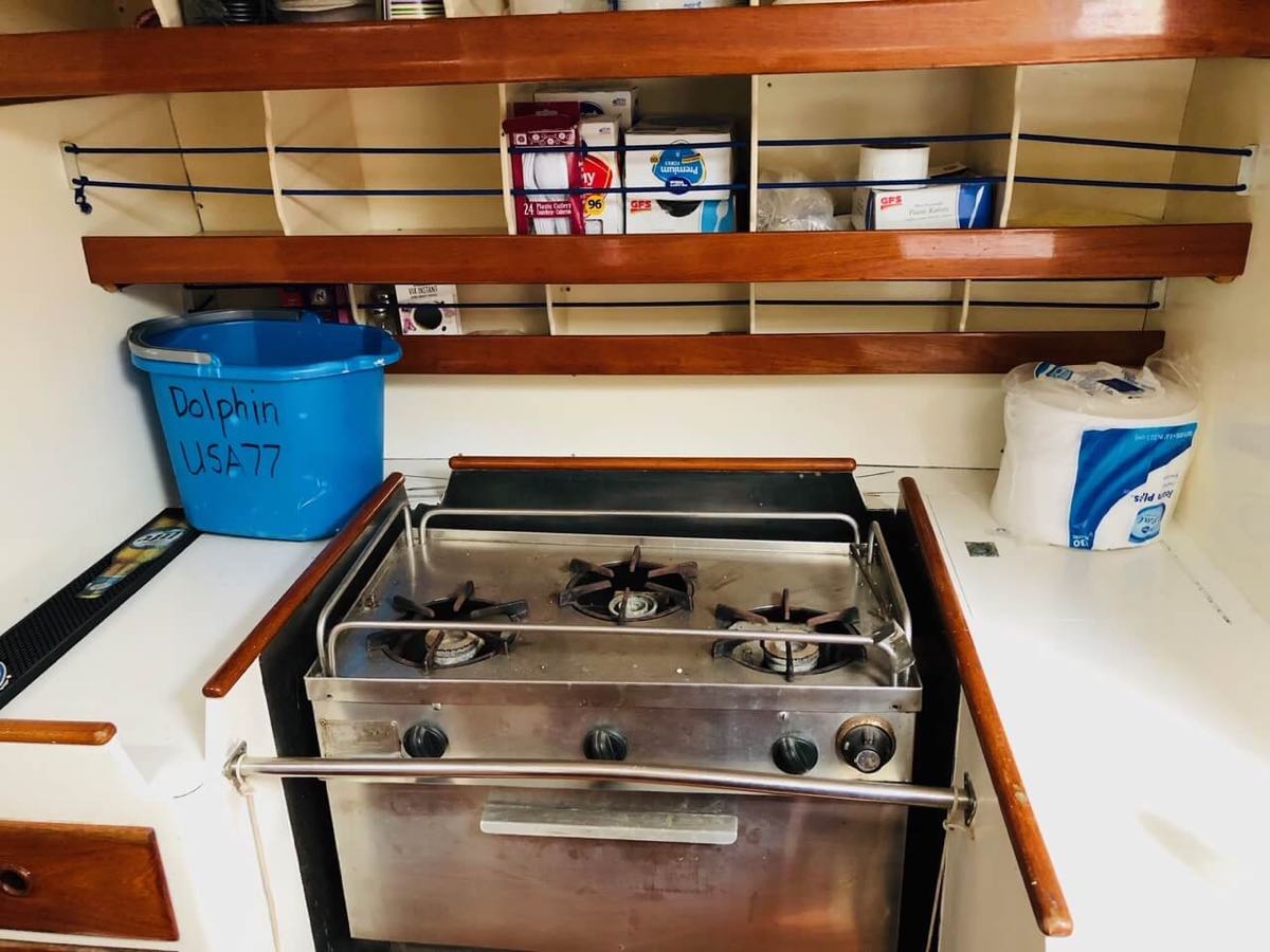 stove and galley area inside used 1973 Mull