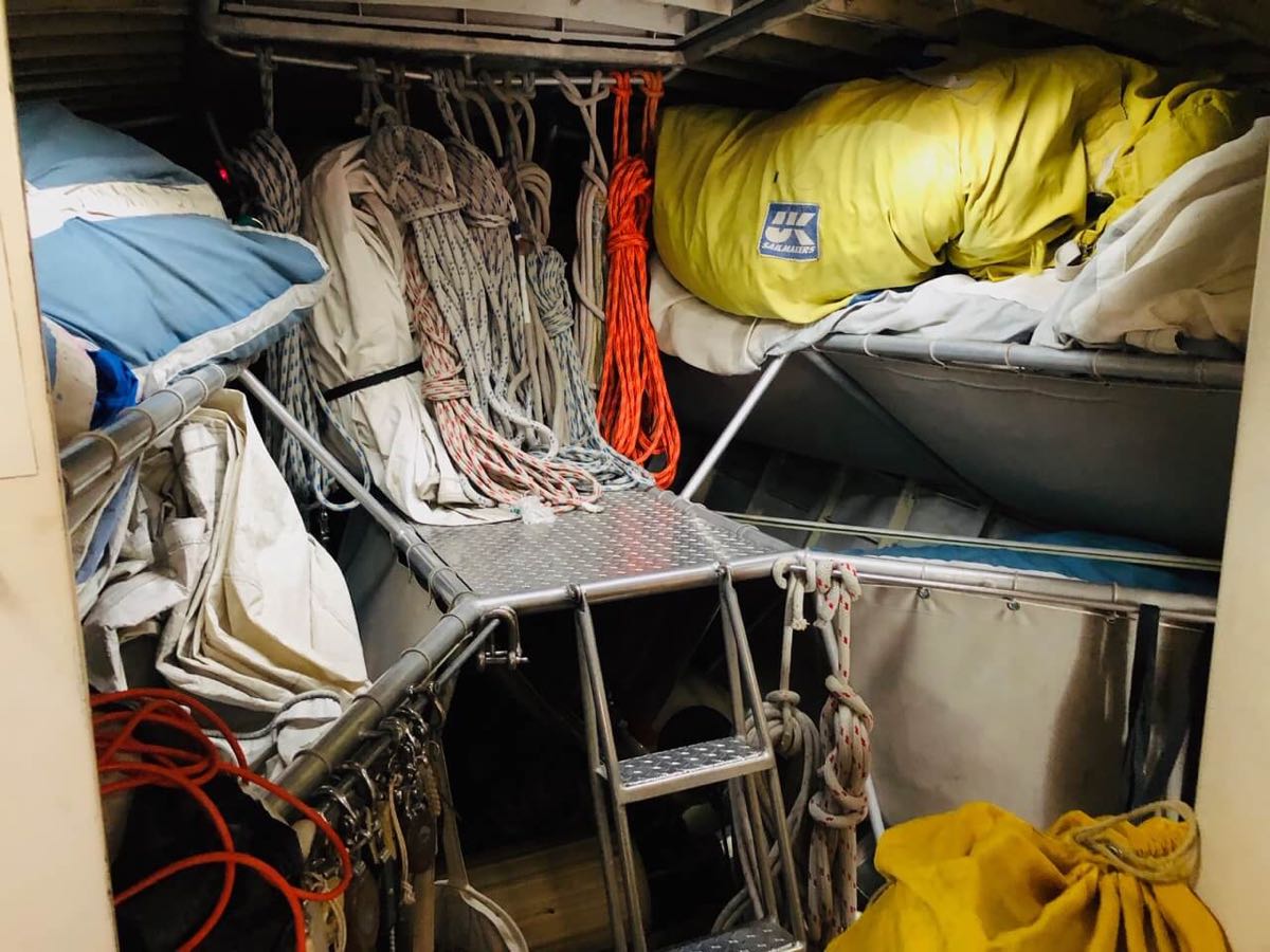 1973 Mull 54 rigging and sail storage