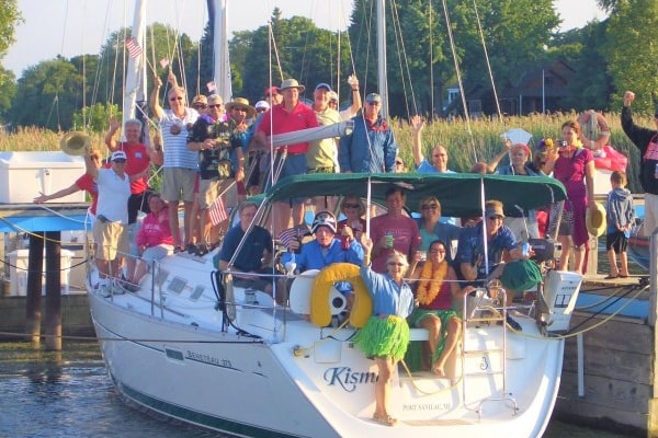 Bark Shanty Sail Club members partying on a boat