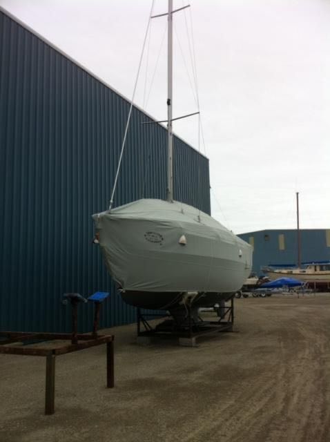 2005 Catalina 28 MK II on stand with winterization cover