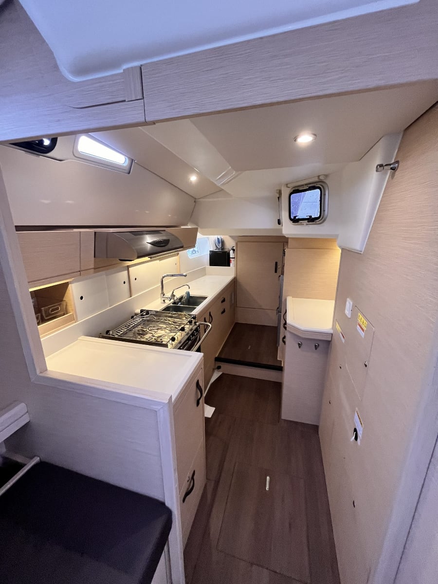 2020 Jeanneau 54 sailboat interior galley kitchen area