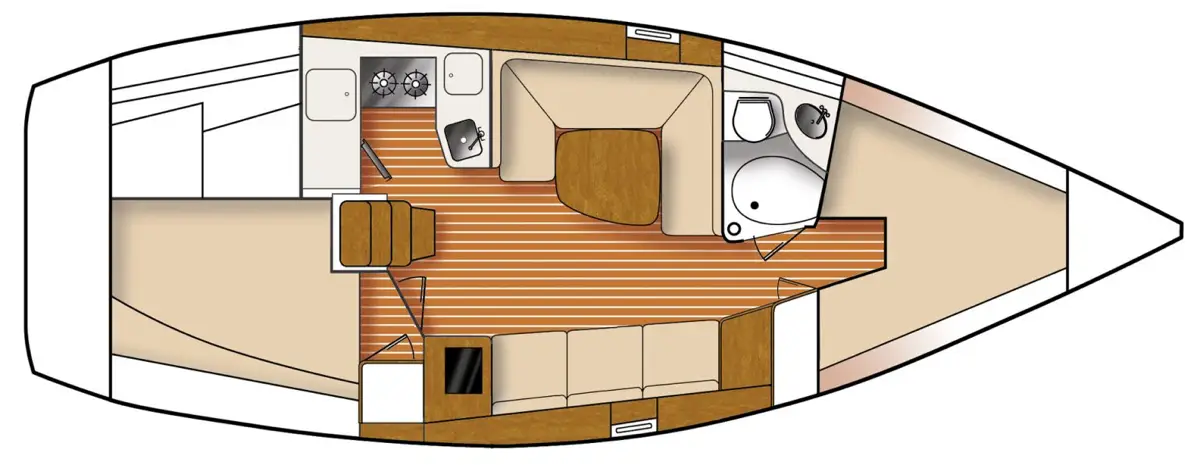 Catalina 316 sailboat top view interior illustration
