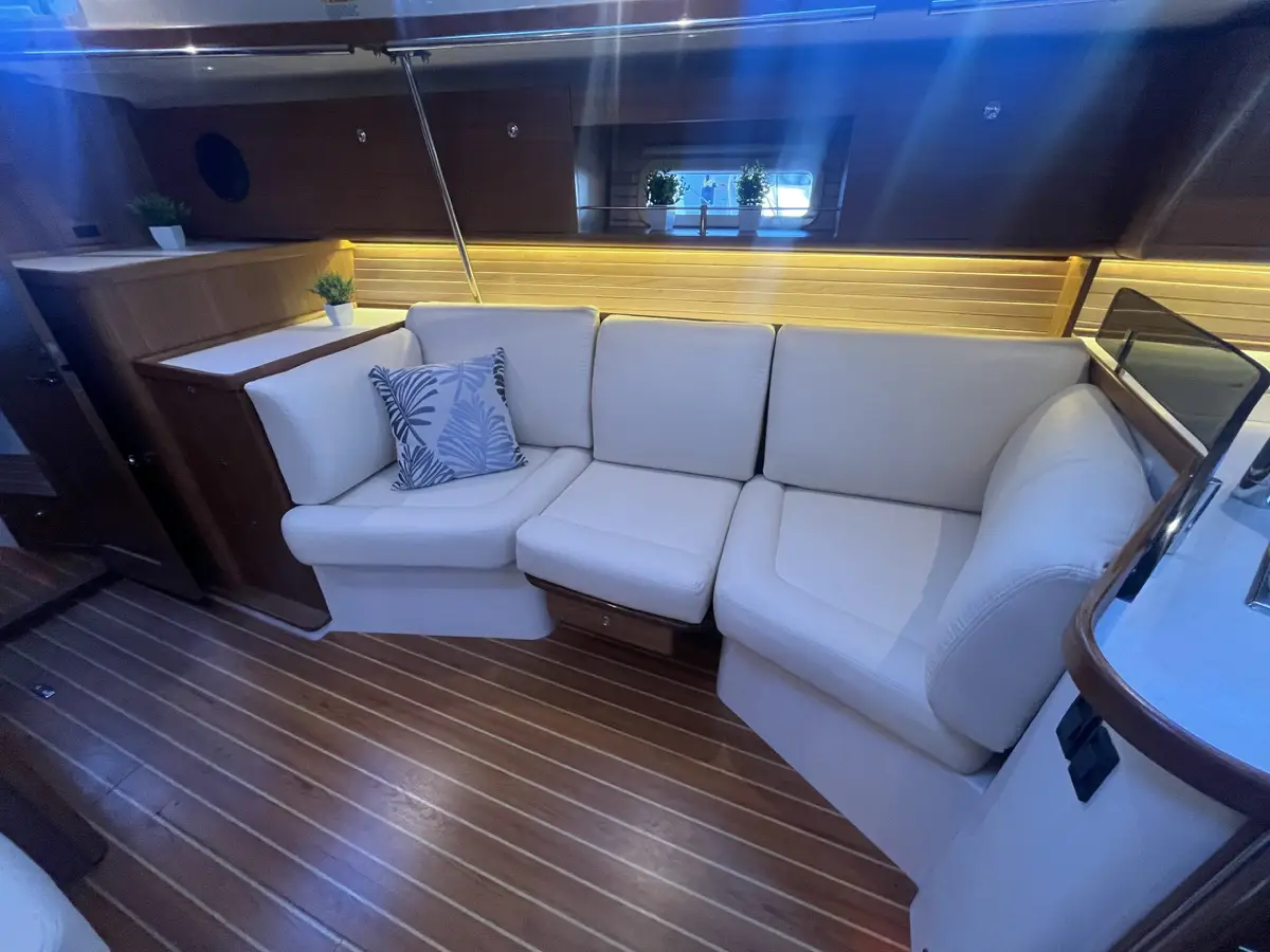 Catalina 386 sailboat interior couch