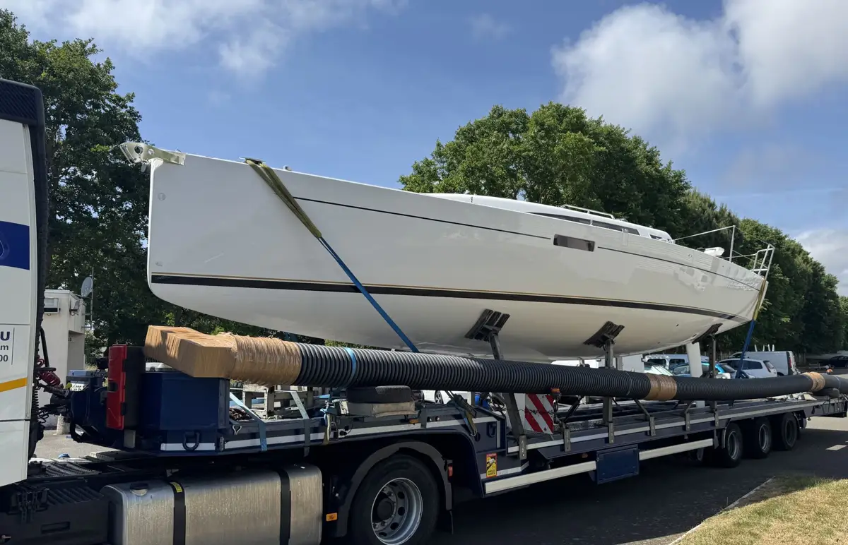 J-Boat J-36 sailboat on a trailer.