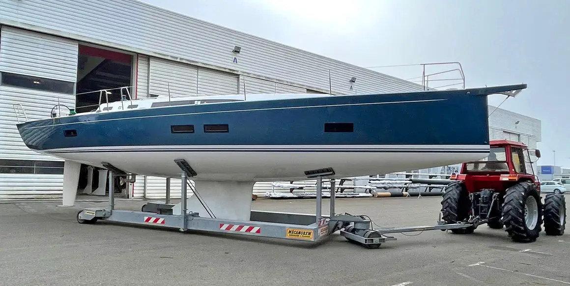J-Boat J/45 sailboat on a trailer.