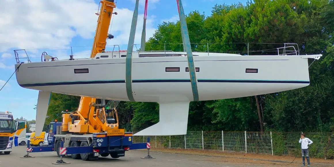 J-Boat J/45 sailboat on a lift.