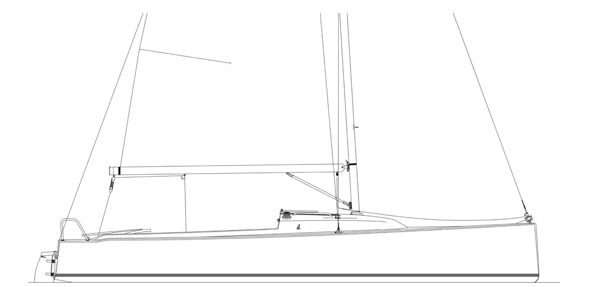 Side view illustration of a J-Boat J-7 sailboat