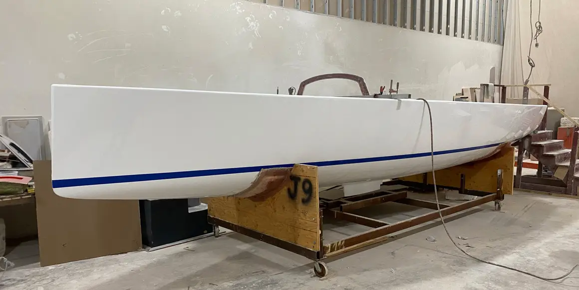 Main hull of a J-Boat J/9 sailboat.