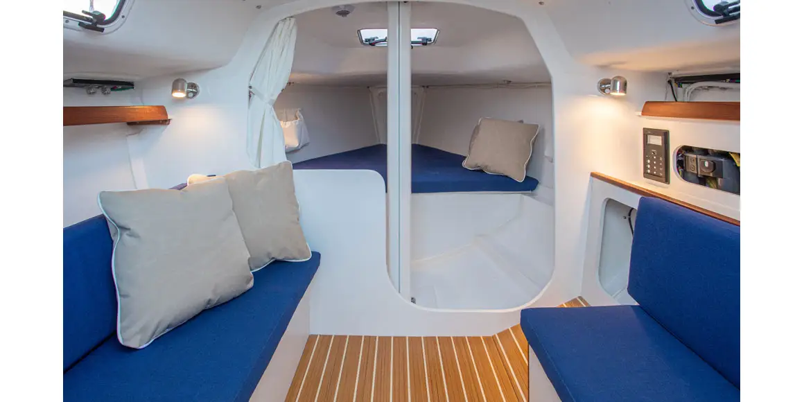 Interior cabin of a J-Boat J/9 sailboat.