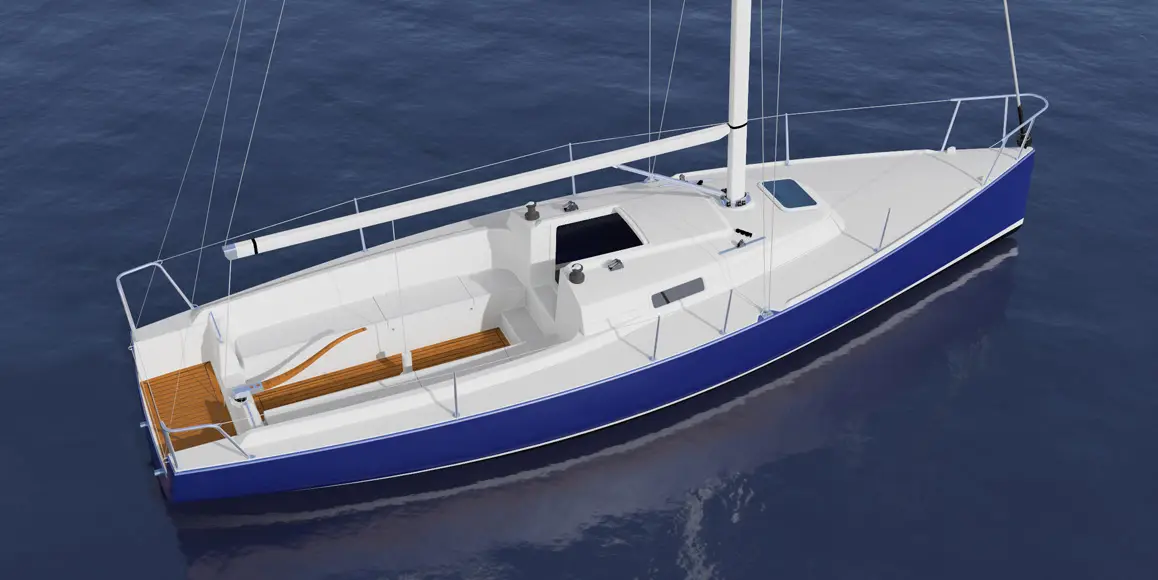 3D rendering of a J-Boat J/9 sailboat.