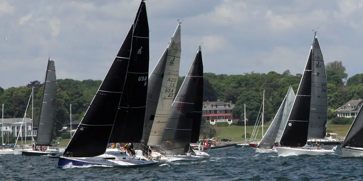 Race line up for J-Boat J99 sailboats.