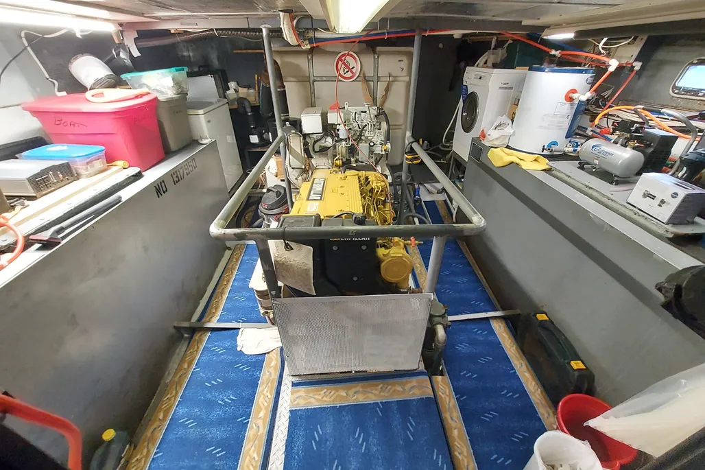 Engine room of a 2003 Dovercraft 43 powerboat.