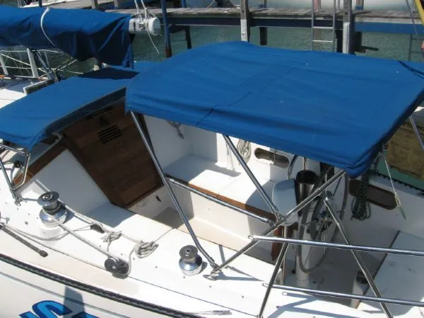 1984 Catalina 38 sailboat helm canopy.