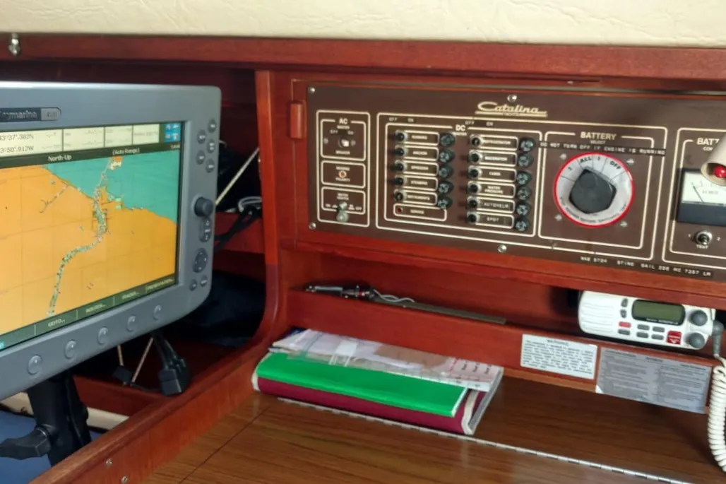 1984 Catalina 38 sailboat control and navigation panels.